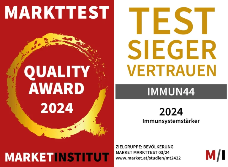 Immun44 Testsieger Plakette